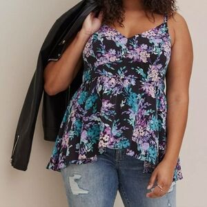 Size 4X Torrid Studio Crepe de Chine High Low Top Floral Black